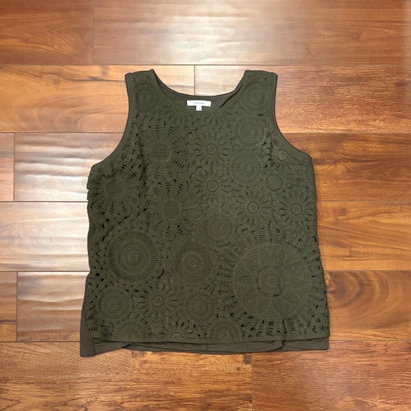 Maurices Tops - Maurices Olive Crochet Tank Top, Size Large